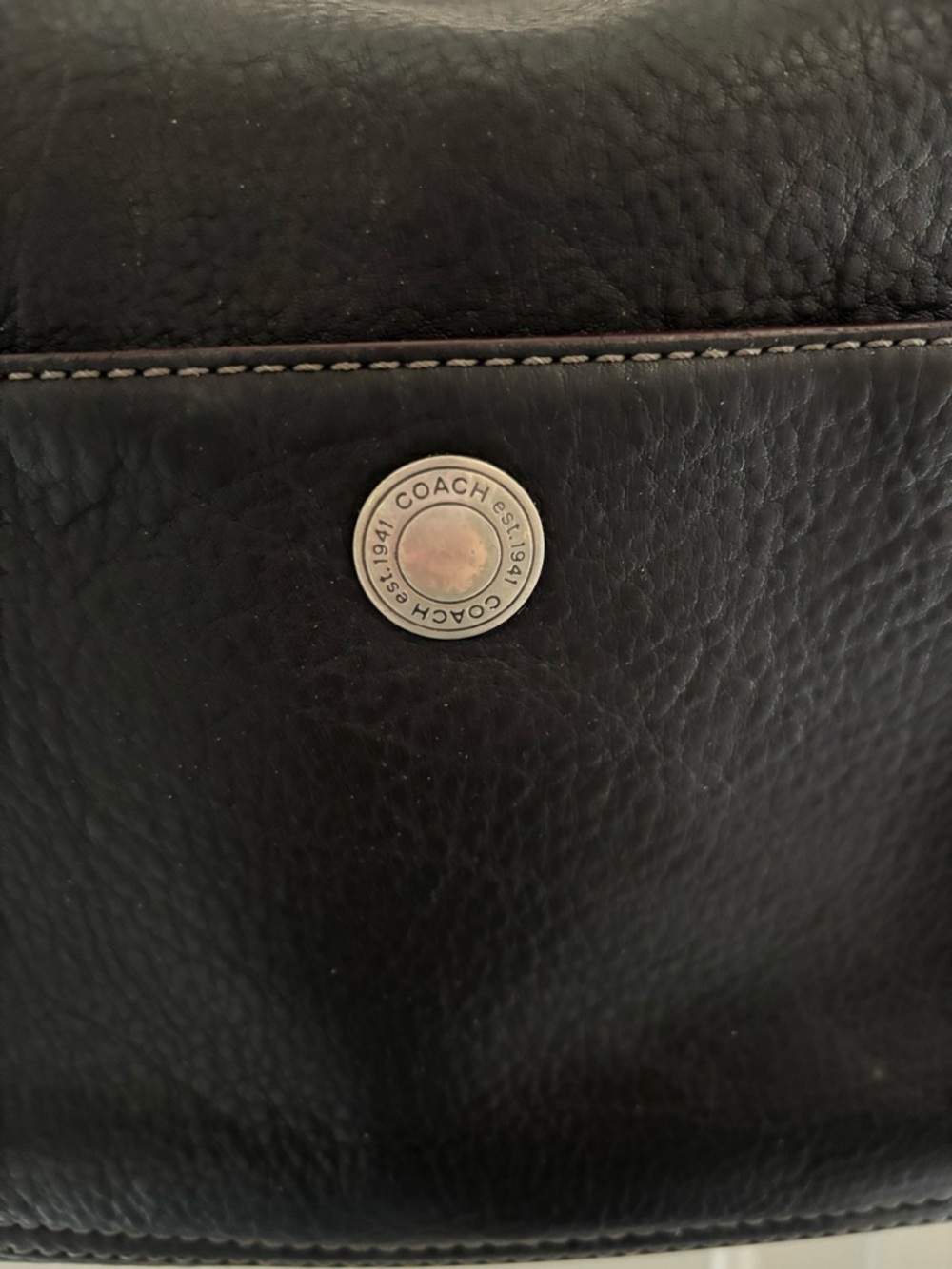 Coach Black Leather Shoulder Bag with Brown Strap - Picture 3 of 9
